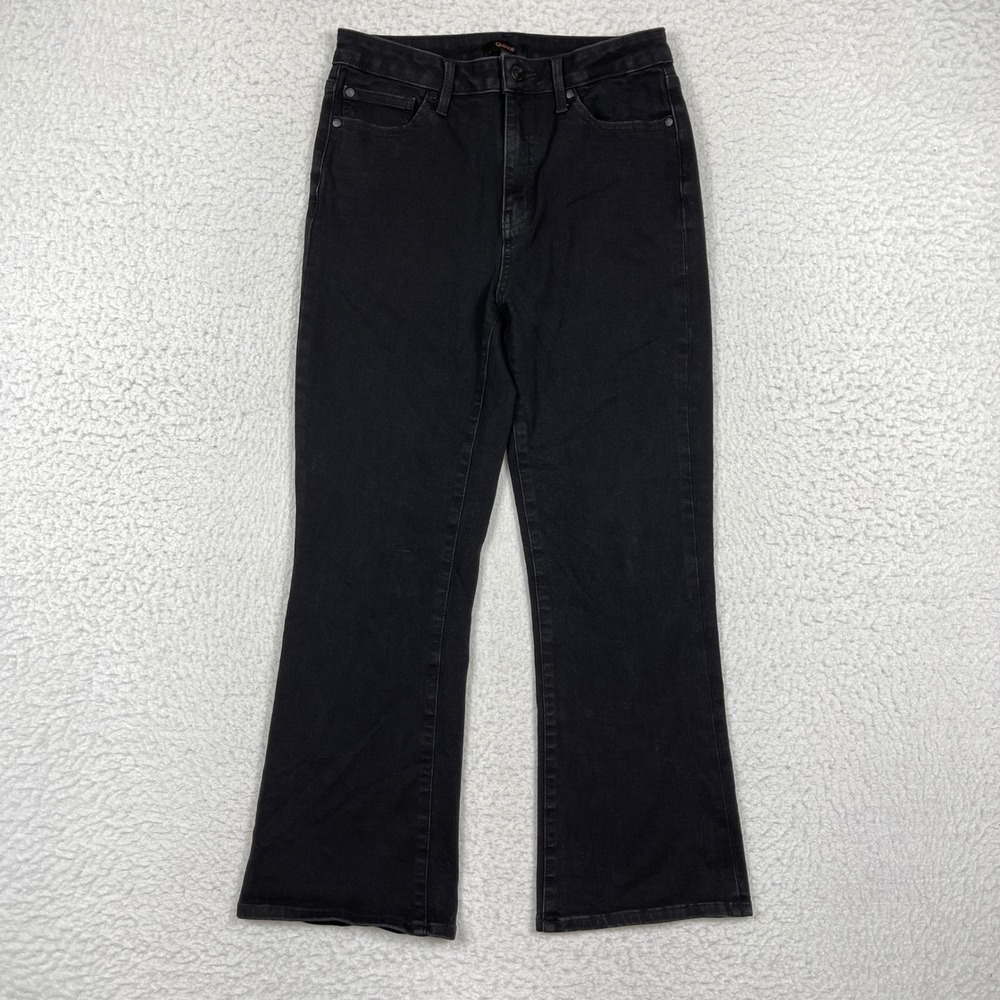 Quince Jeans Womens 28 Black Kick Flare Stretch High Rise Minimalist Chic